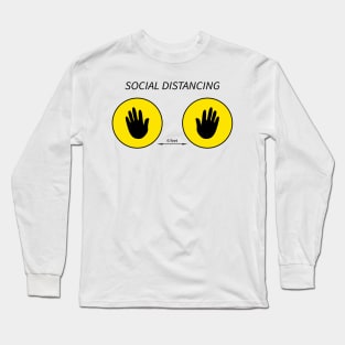 Social distance handprints in yellow circle. Long Sleeve T-Shirt